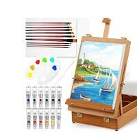 Без бренда «Набор подарочный «Две картинки» 27 предметов: этюдник 35 см из бука, краски акрил 12x12 мл, 2 холста 22x30 на мдф, 10 кистей, мастихин, палитра» в Волгограде в интернет-магазине Без бренда «Набор подарочный «Две картинки» 27 предметов: этюдник 35 см из бука, краски акрил 12x12 мл, 2 холста 22x30 на мдф, 10 кистей, мастихин, палитра» в Волгограде