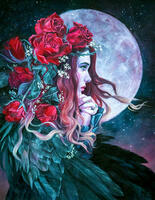 Без бренда «Девушка с розами в волосах на фоне луны» в Волгограде в интернет-магазине Без бренда «Девушка с розами в волосах на фоне луны» в Волгограде