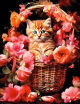 Без бренда «Рыжий котенок в корзине с цветами» в Волгограде в интернет-магазине  Без бренда «Рыжий котенок в корзине с цветами» в Волгограде