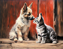 Без бренда «Знакомство котенка и щенка» в Волгограде в интернет-магазине  Без бренда «Знакомство котенка и щенка» в Волгограде