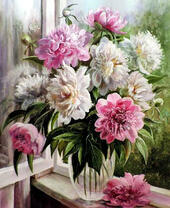 Без бренда «Пионы в прозрачной вазе у окна» в Волгограде