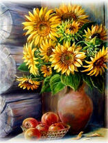 Без бренда «Кувшин с подсолнухами и корзинка с яблоками» в Волгограде