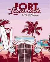 Старинный автомобиль на пляже Флориды